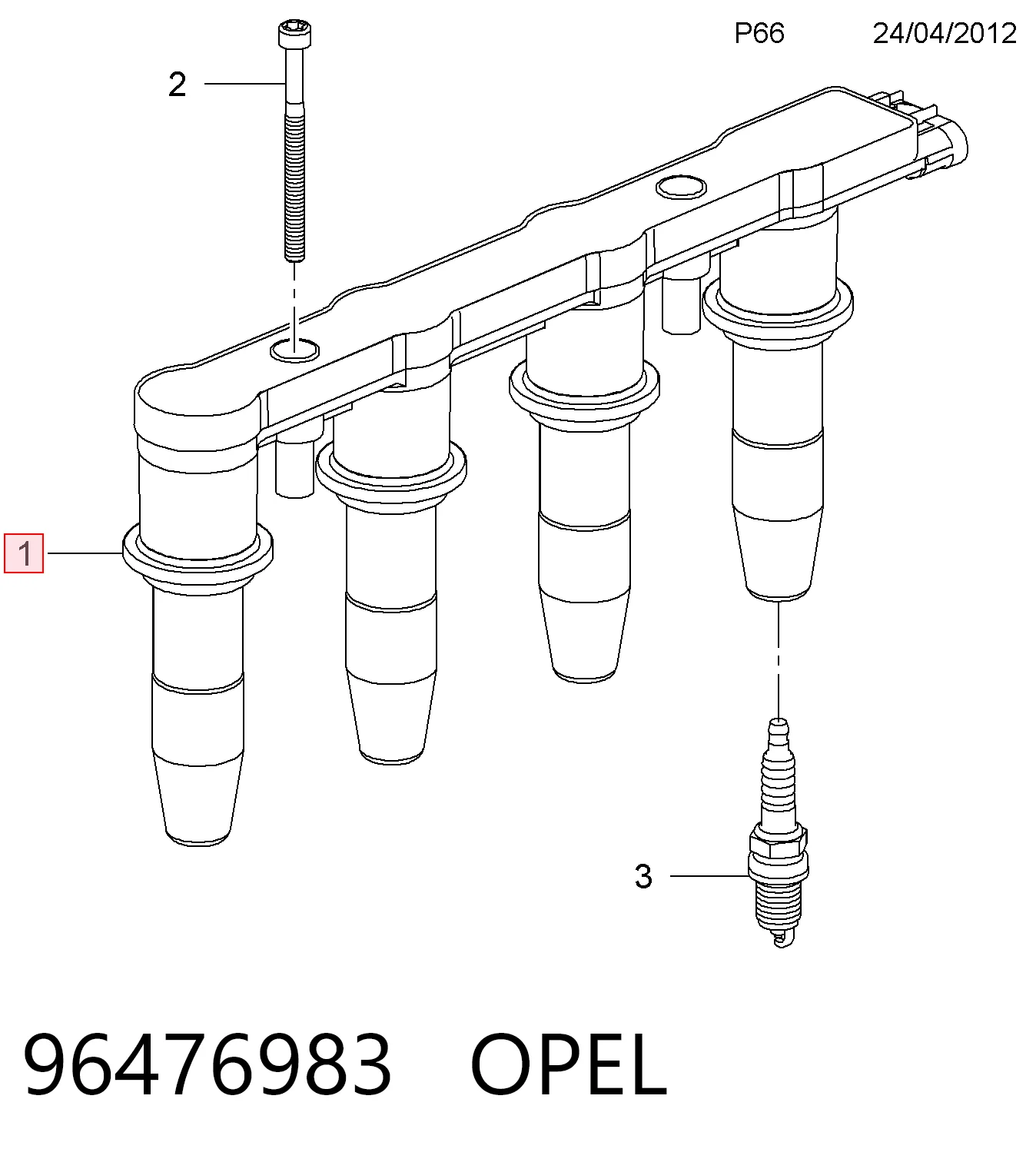 96476983 Opel Катушка зажигания