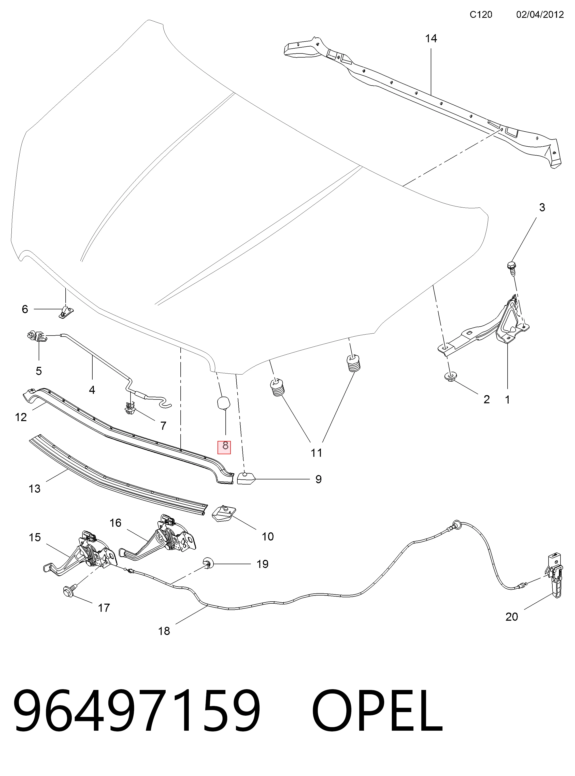 Купить 96497159 Peugeot/Citroen Буфер (отбойник) капота