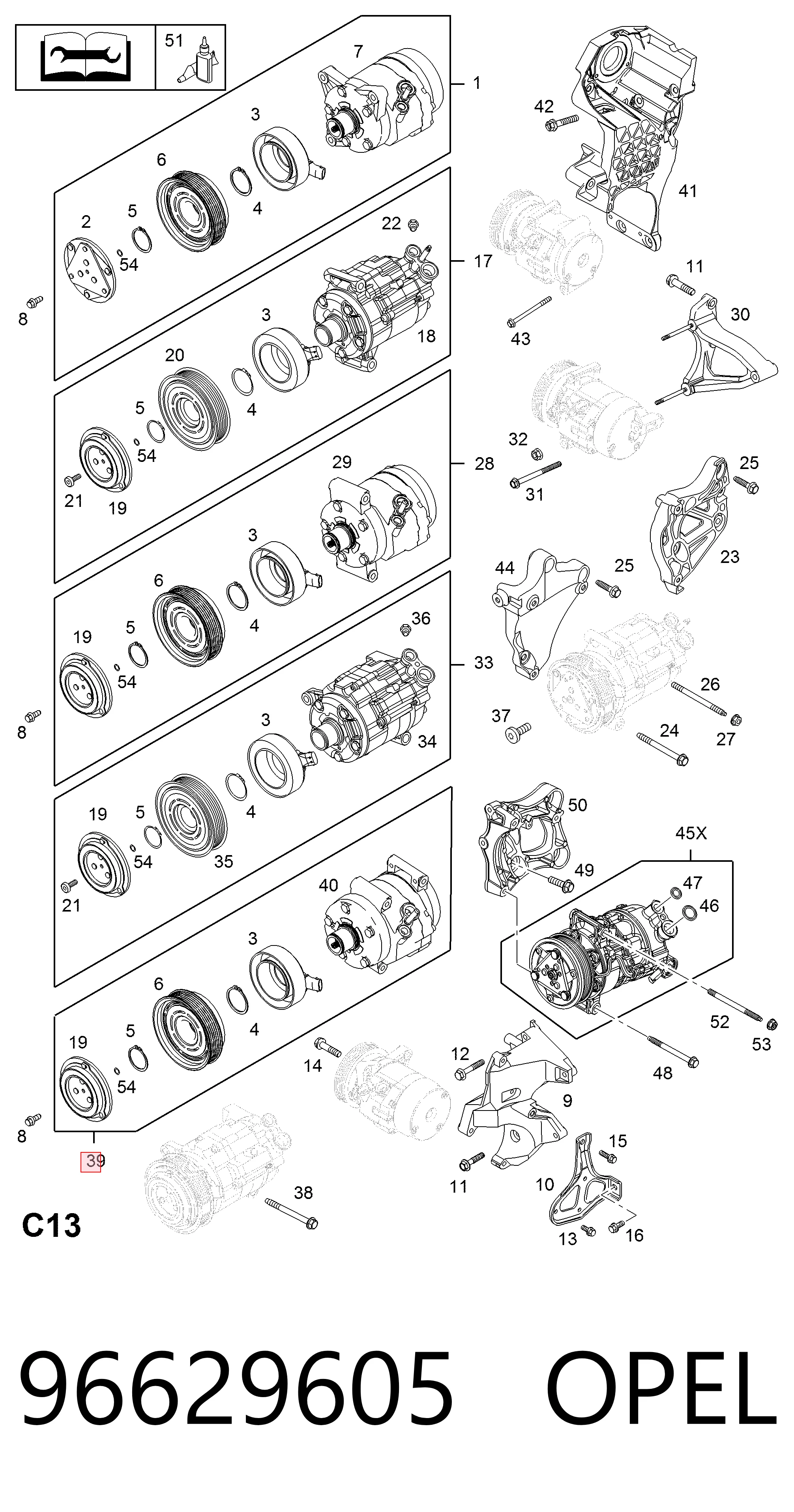 96629605 Opel Компрессор хладагента