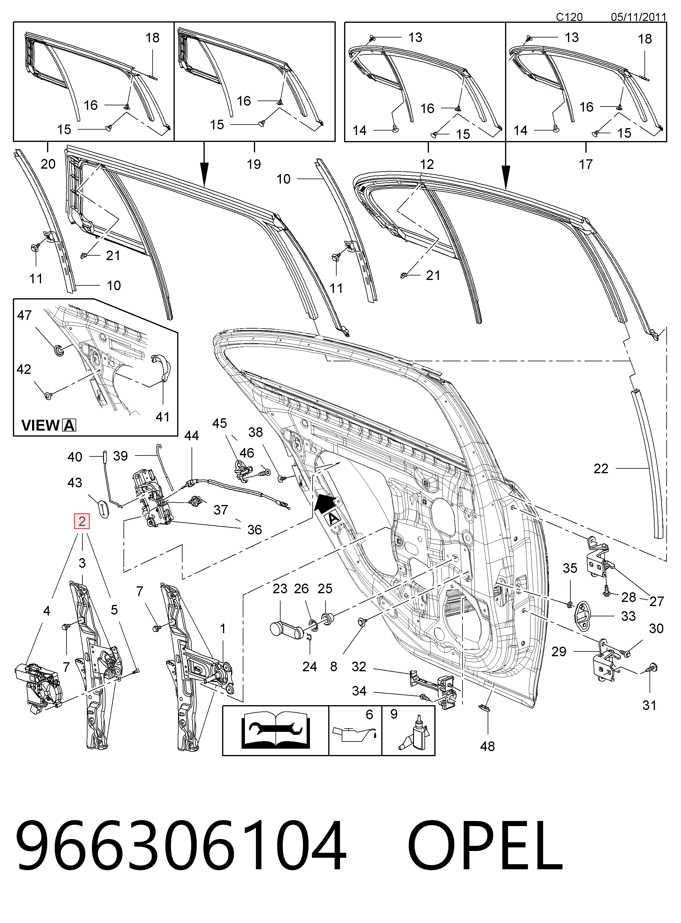 13290263 General Motors Механизм стеклоподъемника двери задней, левой