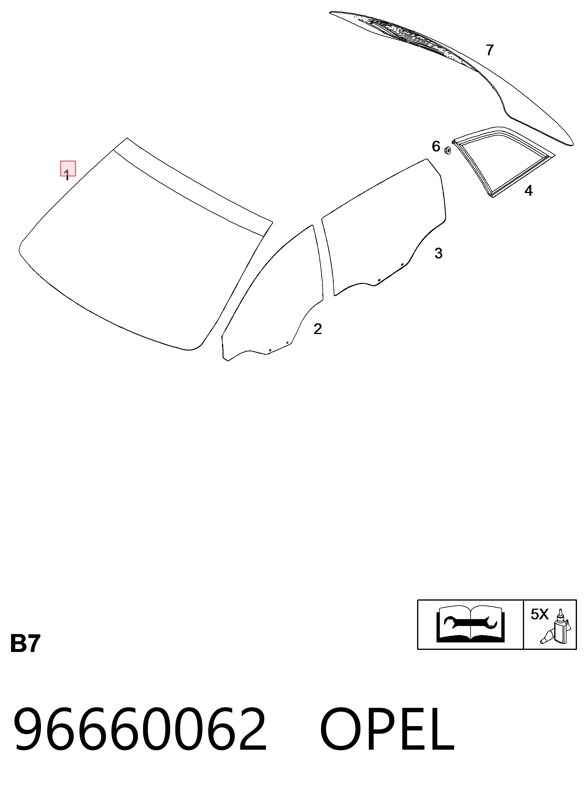 96660062 General Motors Автостекло