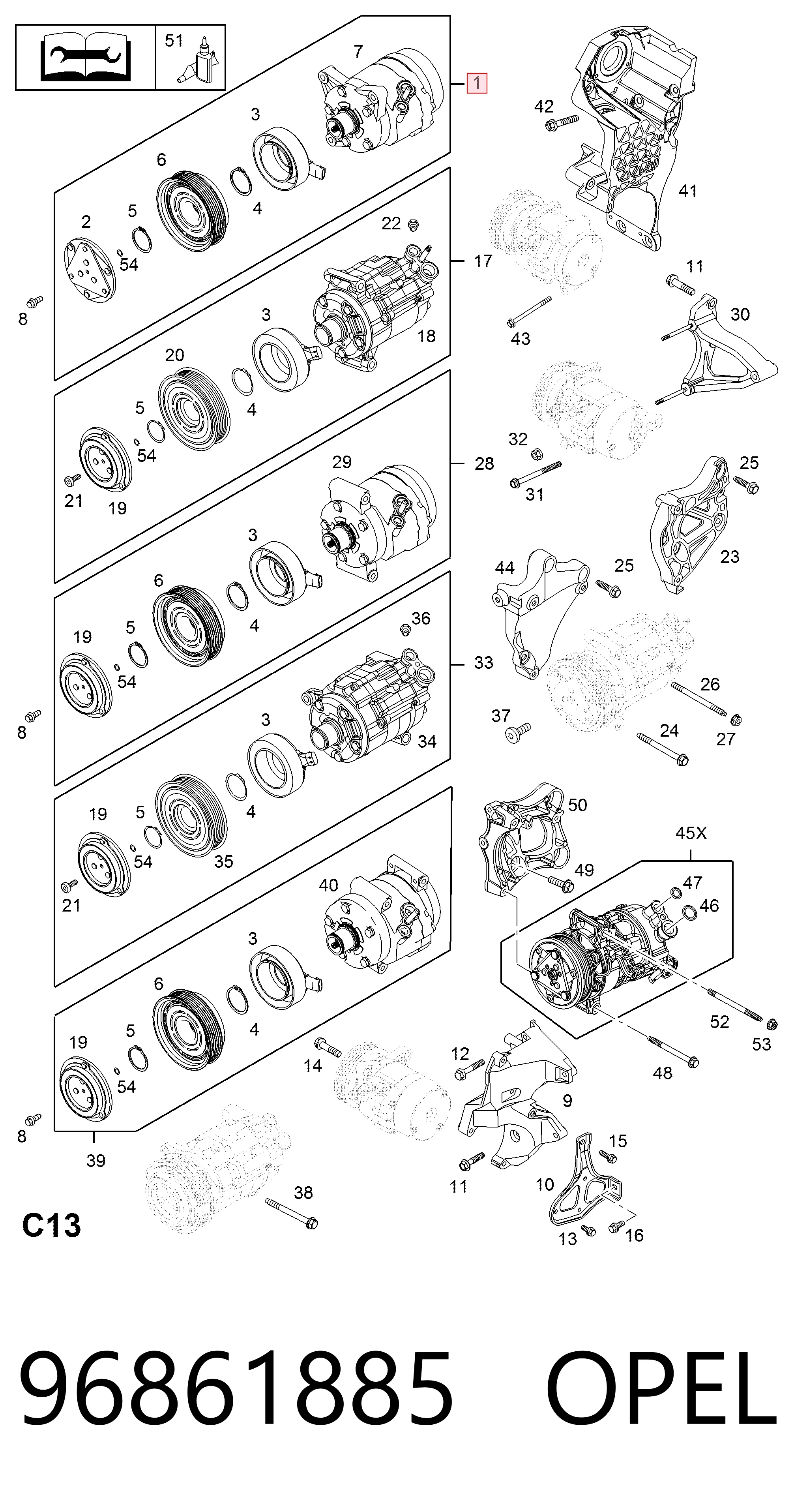 96861885 Opel Компрессор хладагента
