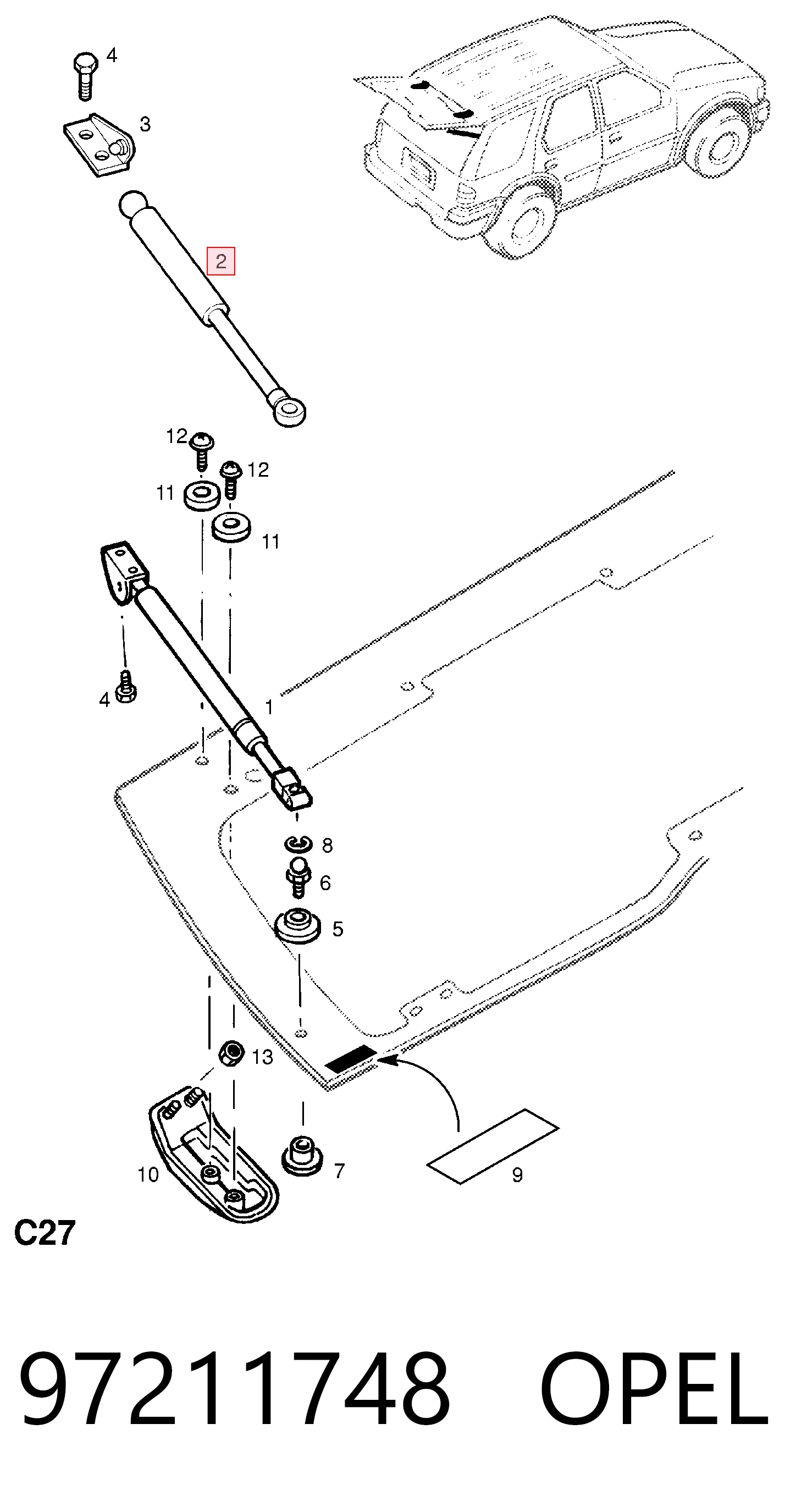 Амортизатор стекла багажника (двери 3/5-й задней (ляды) 5582AW Polcar