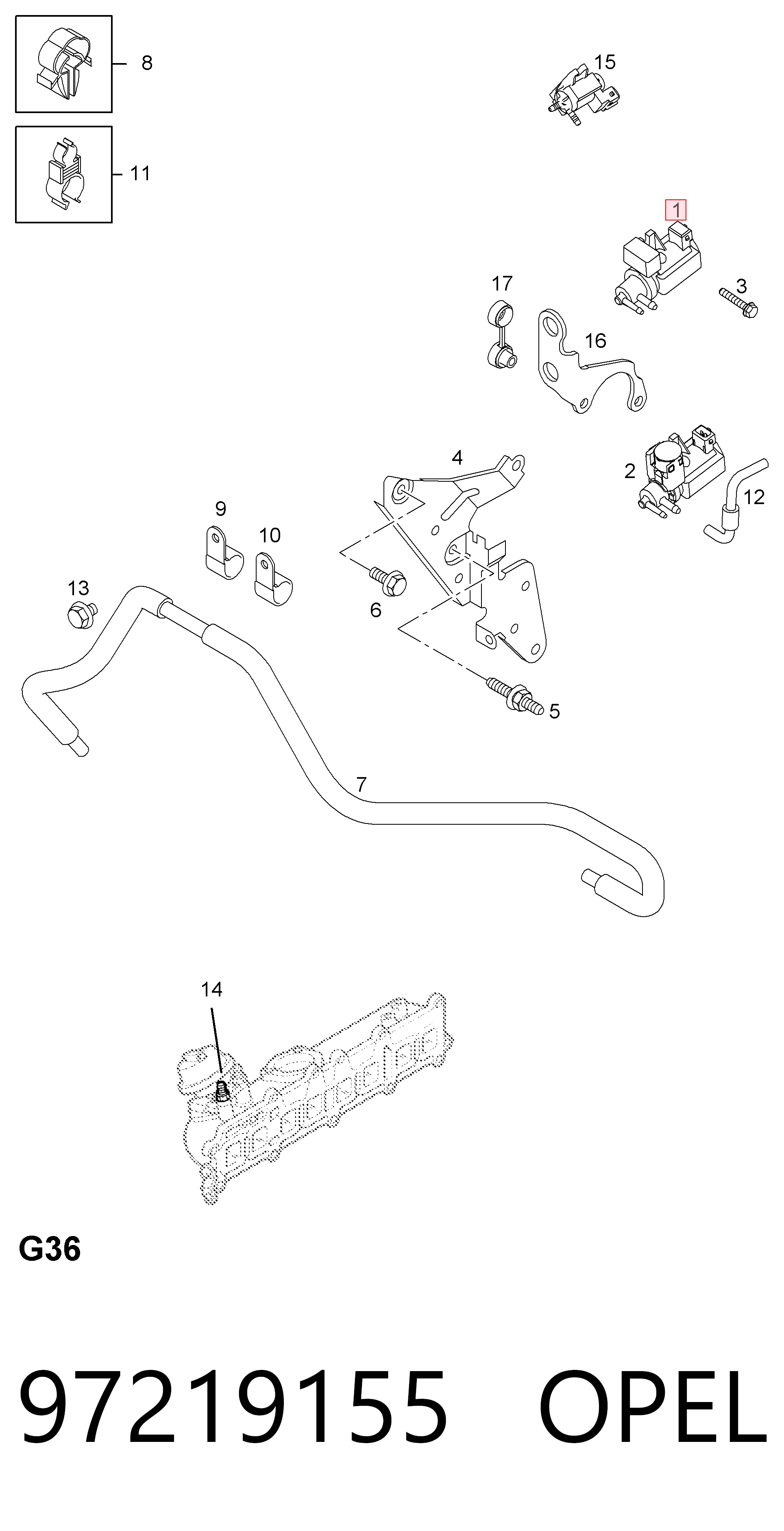 97219155 Opel Соленоид давления наддува
