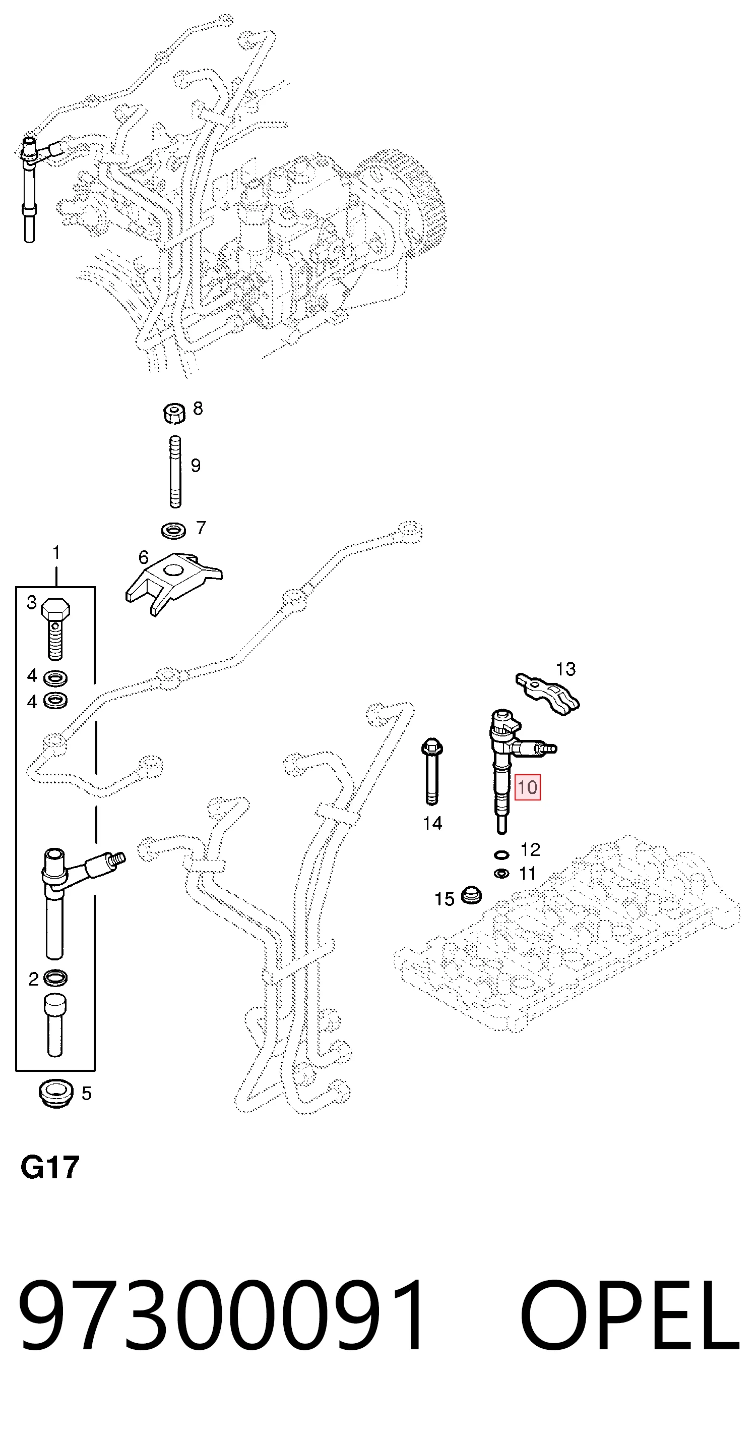 97300091 Opel Топливные форсунки