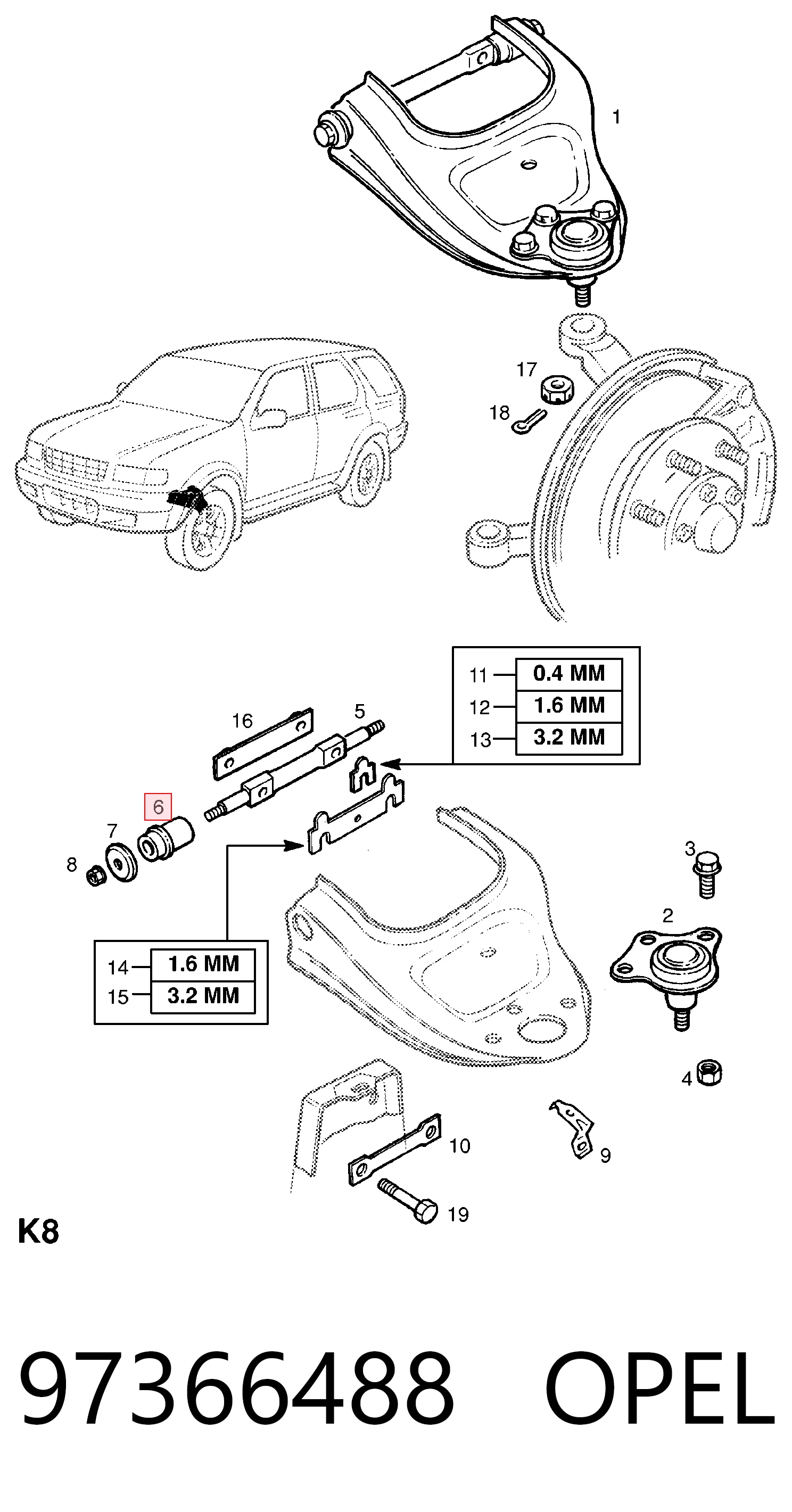 Сайлентблок переднего верхнего рычага 302411 General Motors