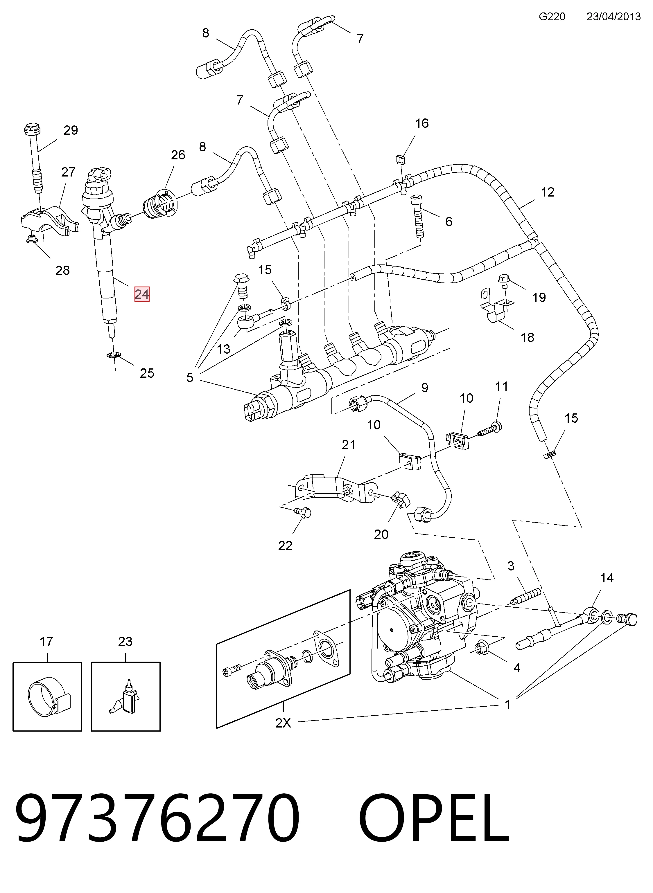 97376270 Opel Топливные форсунки