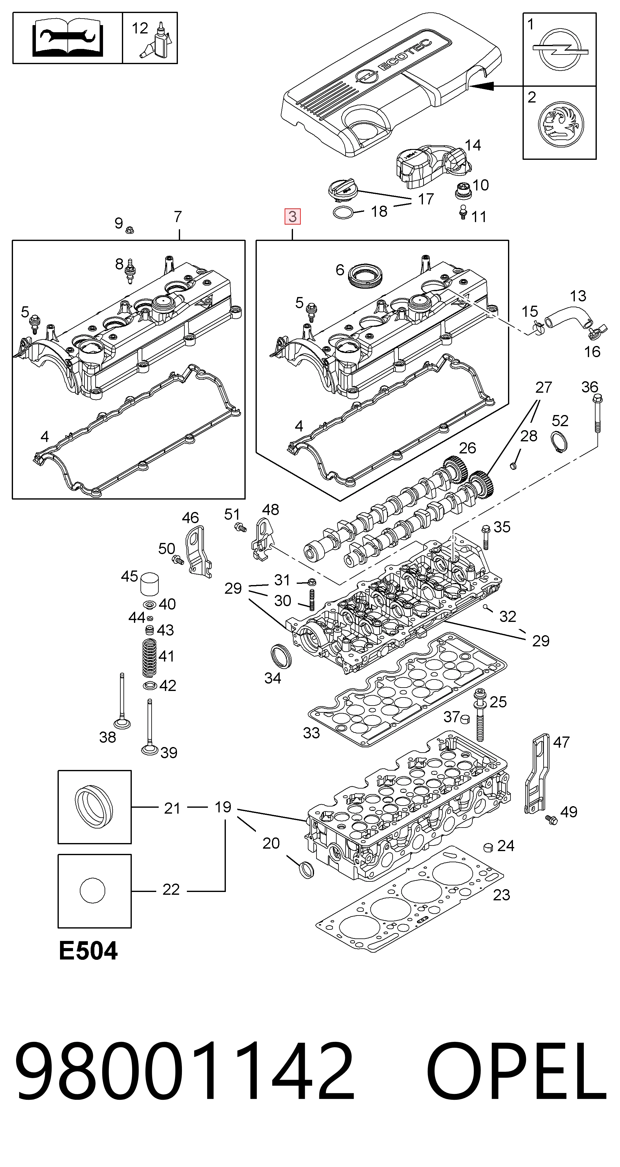 98001142 Opel Крышка двигателя