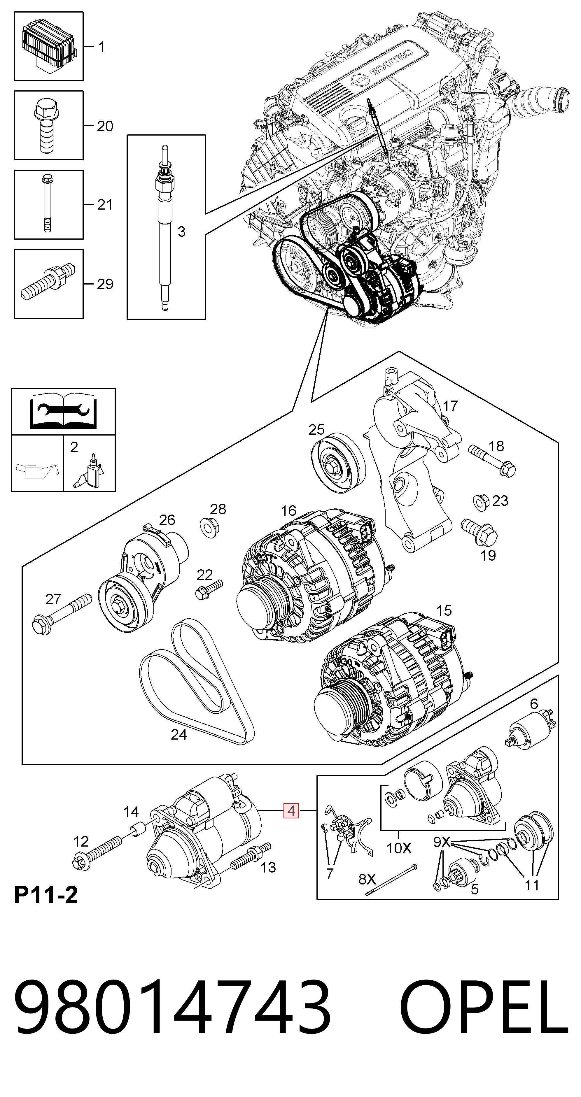 98014743 Opel Стартер автомобиля