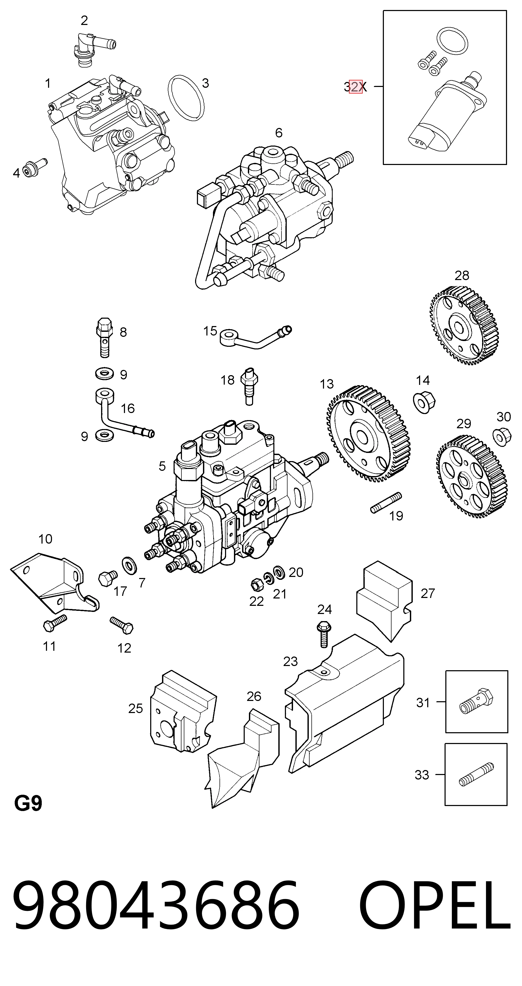 98043686 Opel Редукционный клапан ТНВД