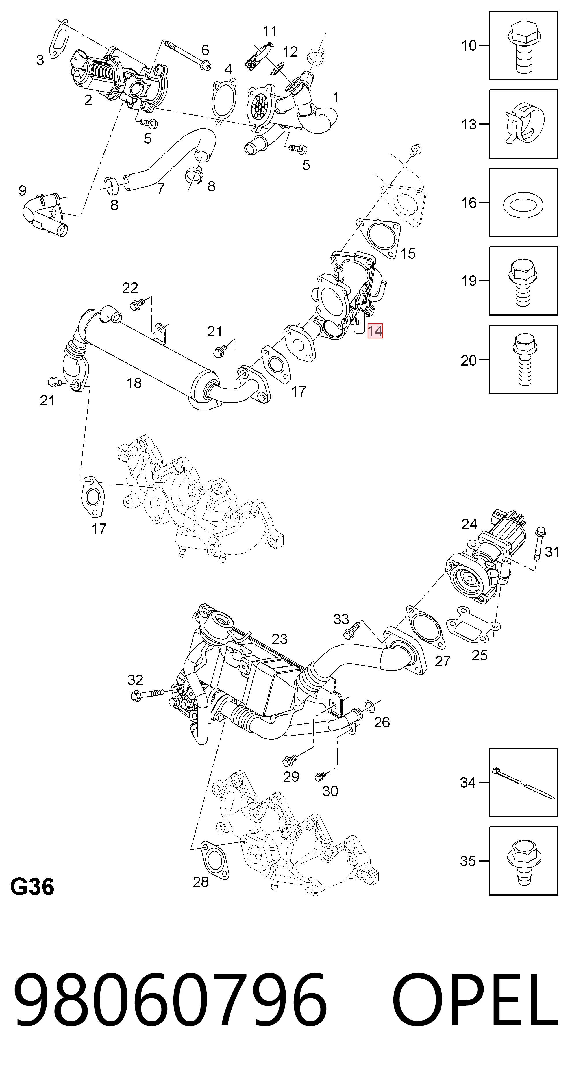 98060796 Opel Клапан рециркуляции отработавших газов EGR