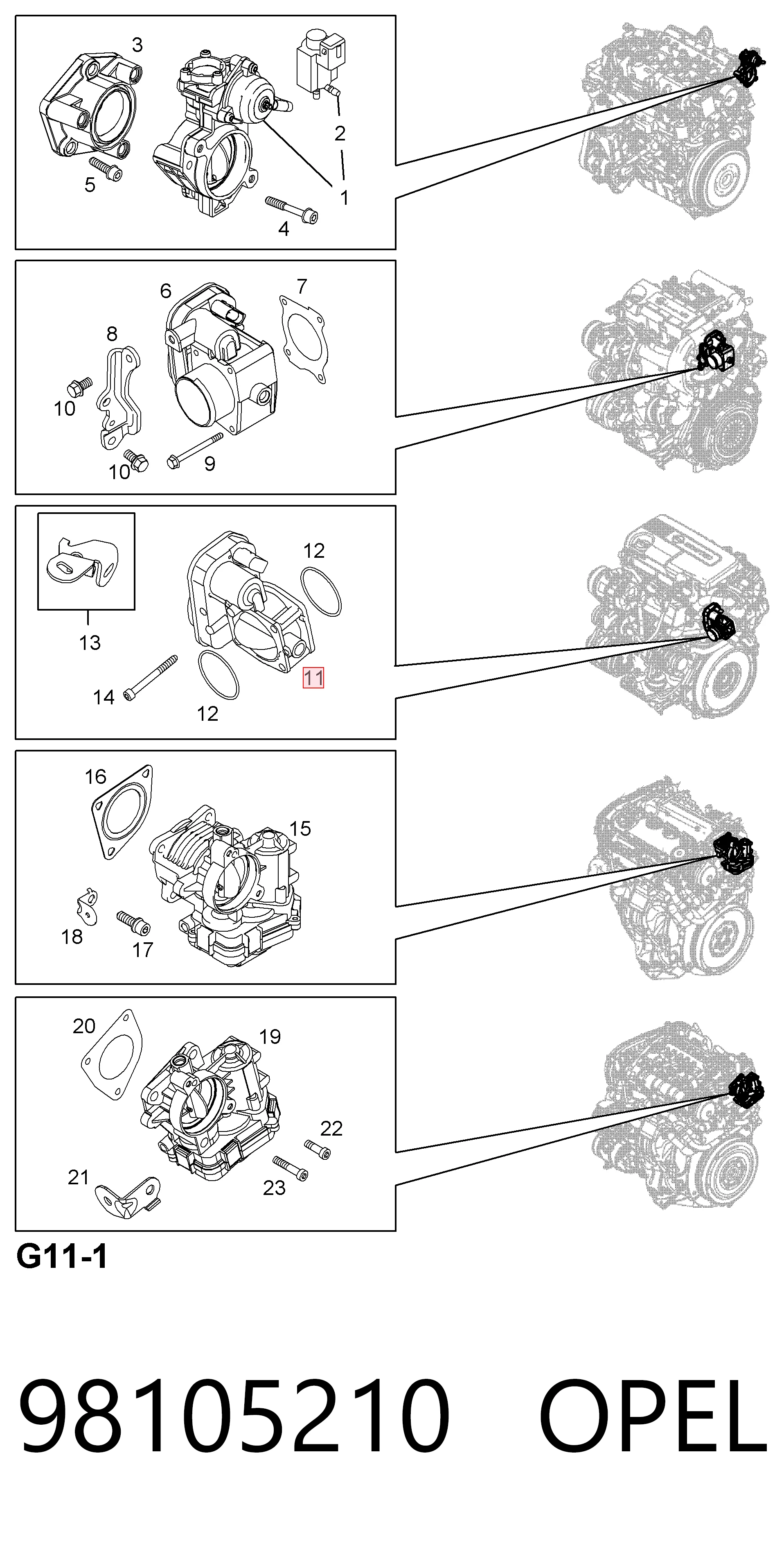 98105210 Opel Дроссельная заслонка