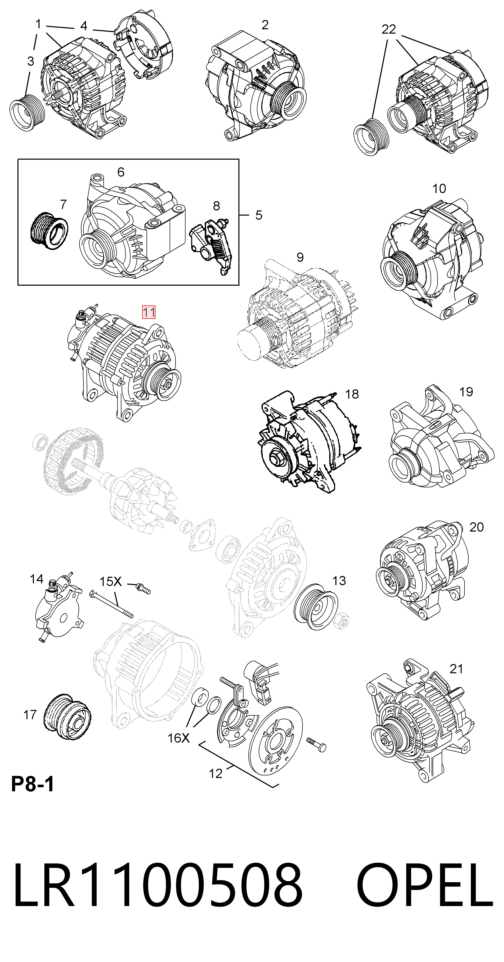 LR1100508 Opel Генератор автомобильный