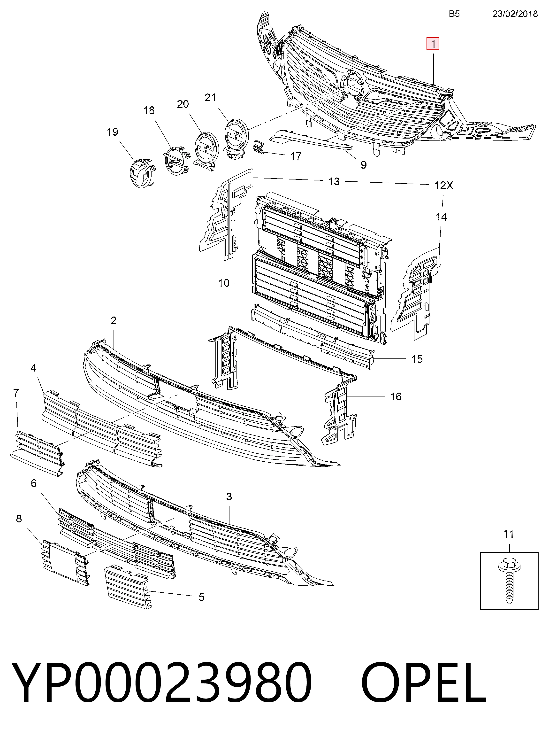 95525655 Peugeot/Citroen Решетка радиатора