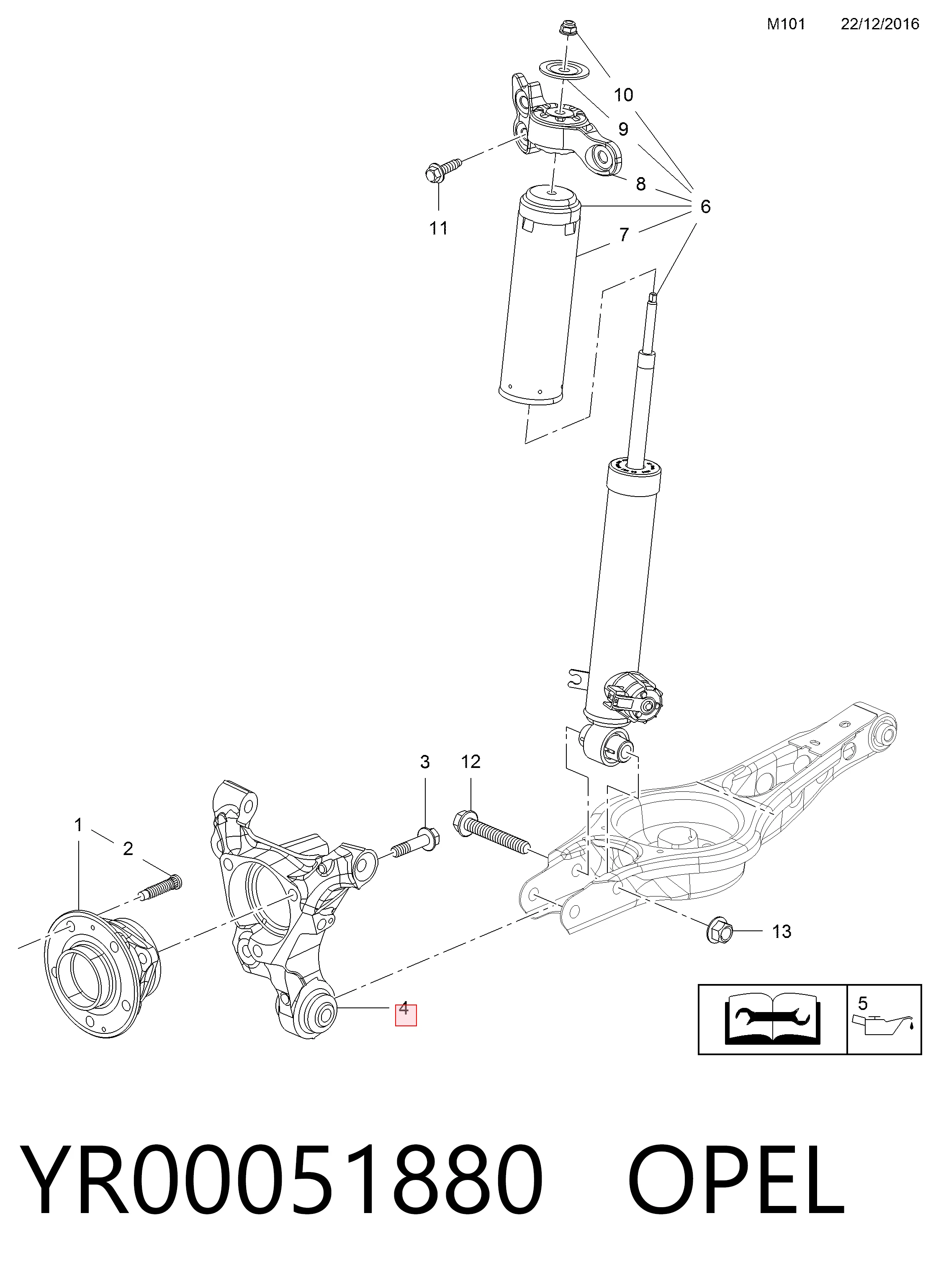 Цапфа задняя левая 22949386 Peugeot/Citroen