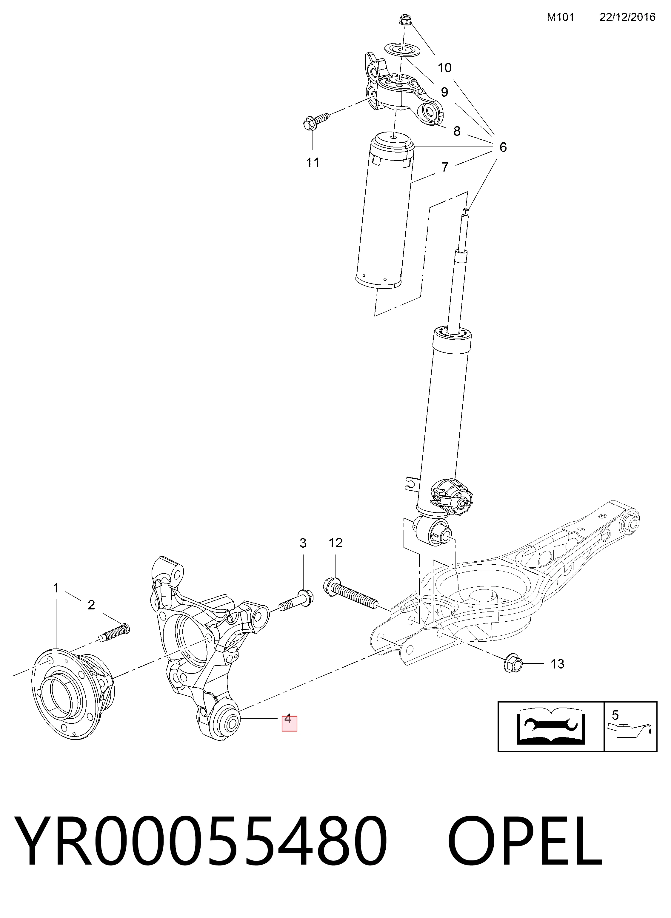 Цапфа задняя правая 22949387 Peugeot/Citroen