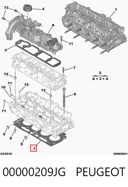 Прокладка головки блока на Citroen C4 II B7