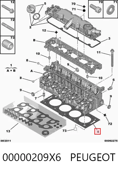 Прокладка ГБЦ Peugeot 406 седан (8B) (1995 - 2004) цена, от 21.36 USD