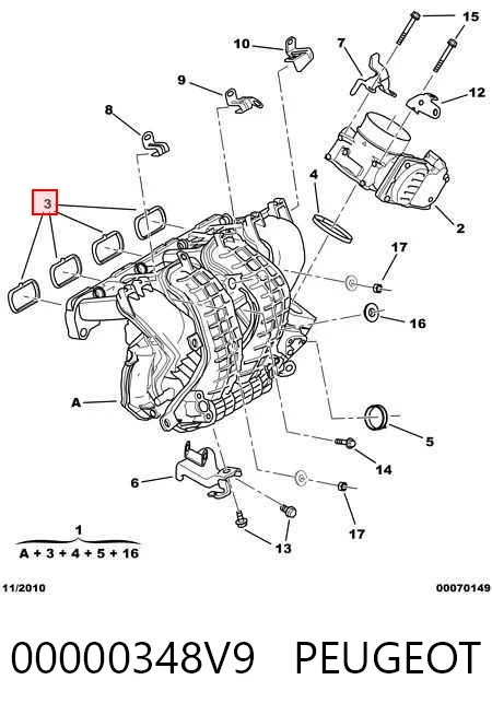 Прокладка всасывающего коллектора Peugeot 4007 внедорожник (VU, VV) (2007 - 2013) цена, от 3.49 USD