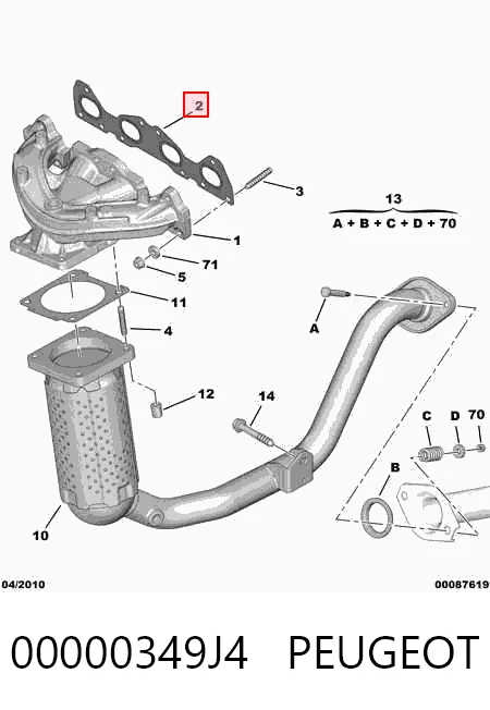  Прокладка коллектора Peugeot Partner 