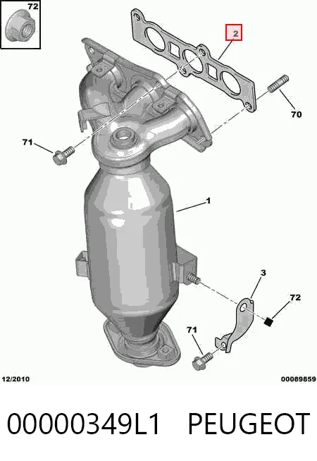 Прокладка коллектора выпуск на Peugeot 107  
