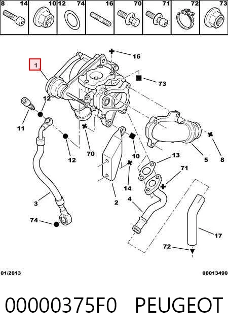 Турбонагнетатель Peugeot 206 хэтчбек (2A/C) (1998 - 2008) цена, от 151.69 USD