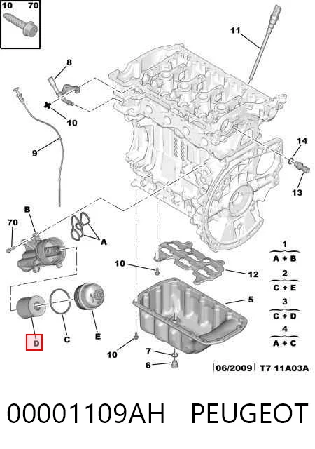 Фильтр масляный PEUGEOT 00001109AH