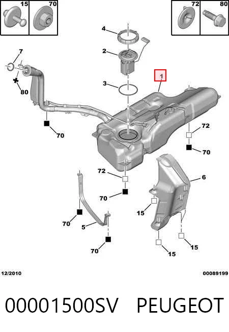 Бак топливный на Peugeot 308 I 4A, 4C