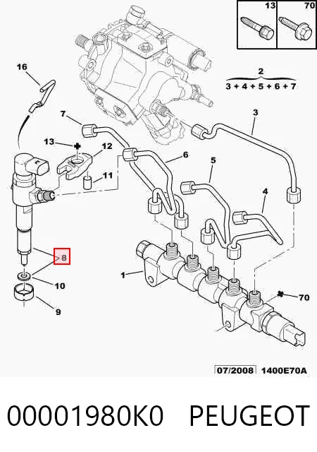 Топливные форсунки на Peugeot 107  