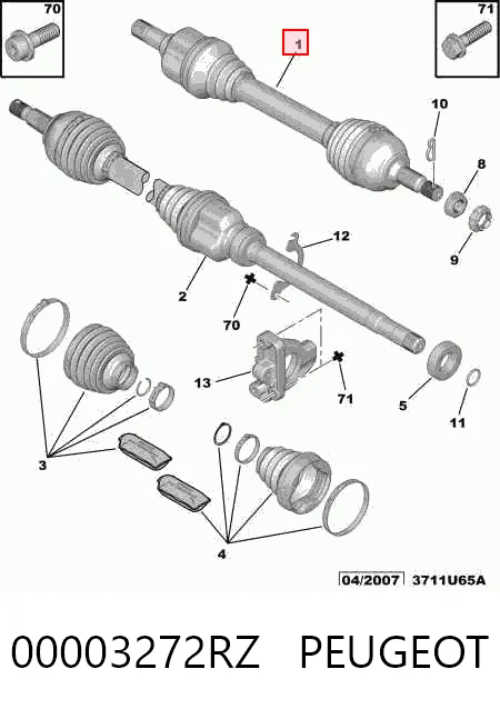 Привод передний левый Citroen C5 I универсал (DE) (2001 - 2004) цена, от 112.10 USD