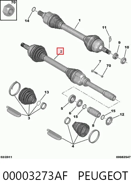 Полуось передняя, правая на Citroen C4 I LC