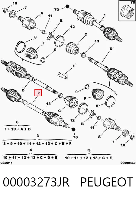 Полуось передняя, правая на Citroen C1 I PM, PN