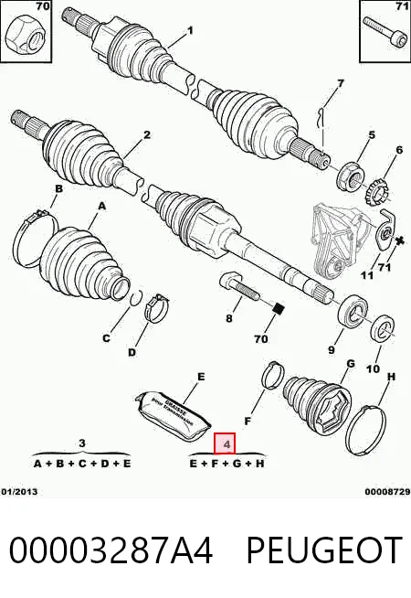 Купить Пыльник ШРУСа внутренний Пежо 307  3A, 3C