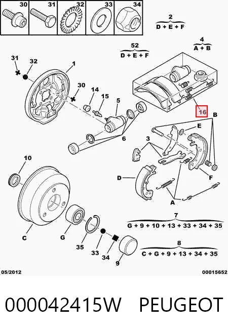 Колодки тормозные задние барабанные PEUGEOT 000042415W