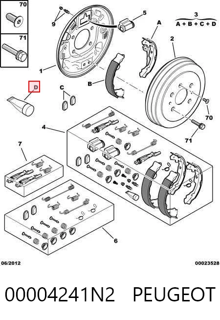 Колодки тормозные задние барабанные PEUGEOT 00004241N2