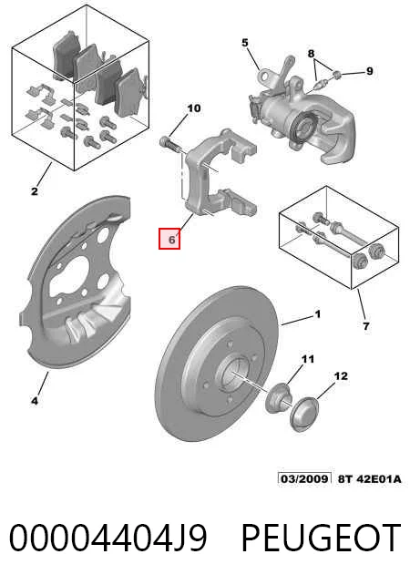 Скоба тормозного суппорта заднего Peugeot 5008 I минивэн (0U) (2009 - 2017) цена, от 41.73 USD