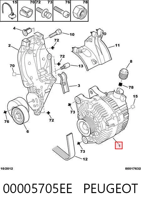Генератор PEUGEOT 00005705EE