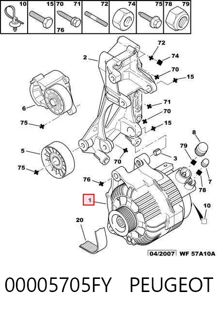 Генератор PEUGEOT 00005705FY