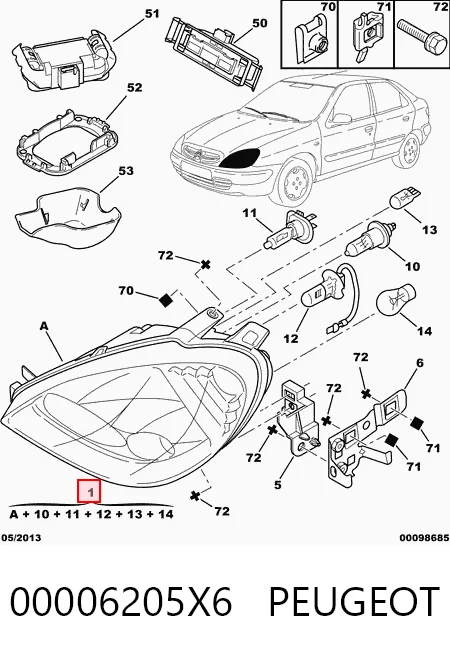  Правая фара Citroen Xsara 