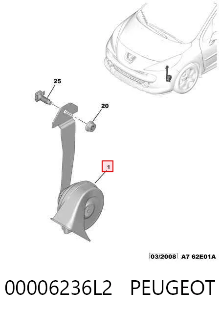 Клаксон на Peugeot 207  WA, WC