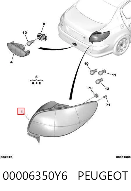 Фонарь задний левый Peugeot 206