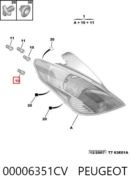 Купить Задний фонарь Пежо 308 I 4A, 4C