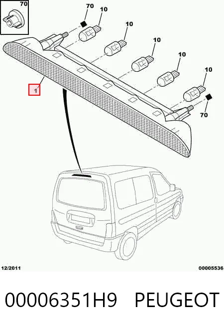 Фонарь сигнальный на Peugeot Partner I 5F