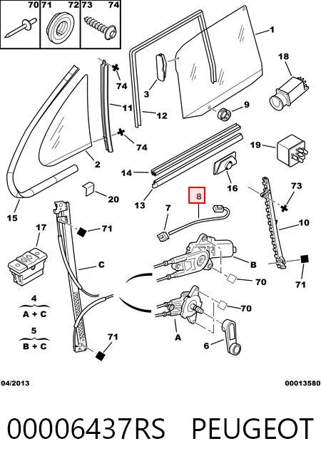 Стеклоподъемник передней правой двери Peugeot 206 хэтчбек (2A/C) (1998 - 2008) цена, от 37.10 USD
