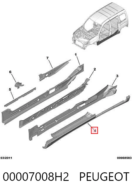 Купить 2405000202 4cars Порог внешний правый