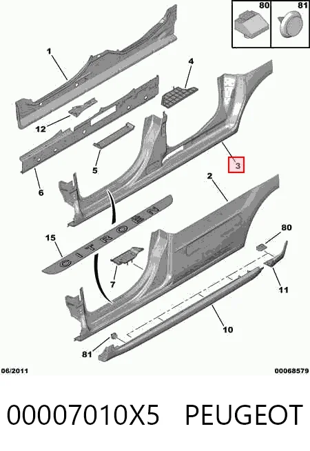 Порог наружний правый на Peugeot Partner II 