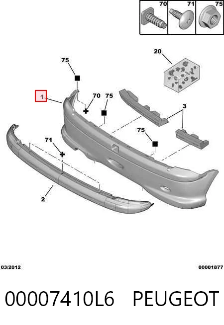 Задний бампер на Peugeot 206  2A/C