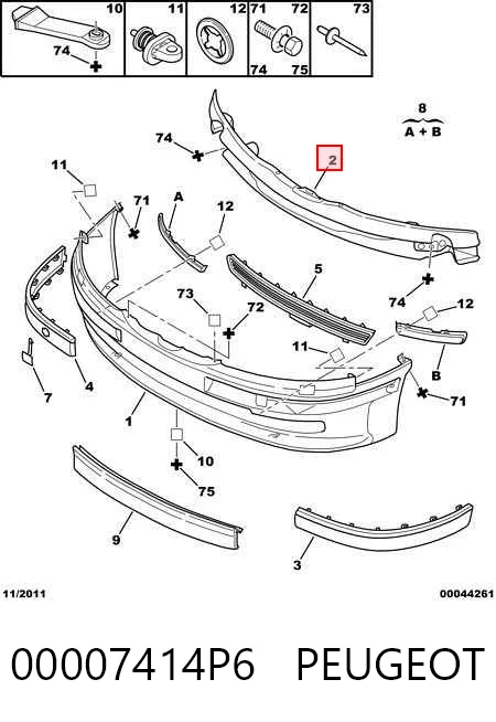 Балка бампера переднего на Peugeot 406  8E, F
