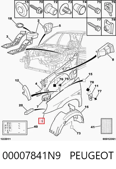Переднее правое крыло на Citroen Xsara  N1