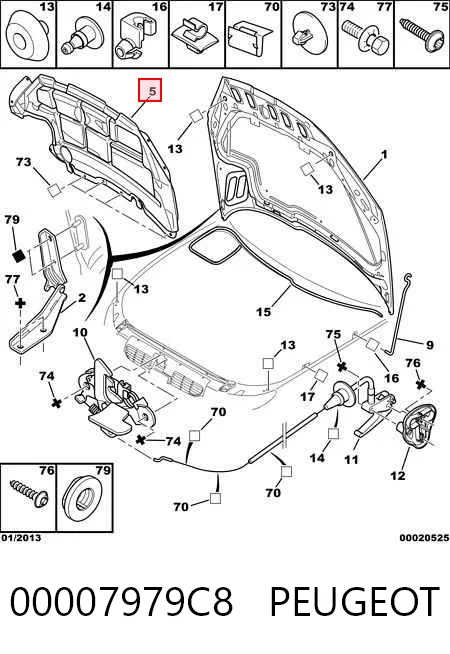 Обшивка капота Peugeot 206 SW универсал (2E, K) (2002 - 2006) цена, от 43.17 USD